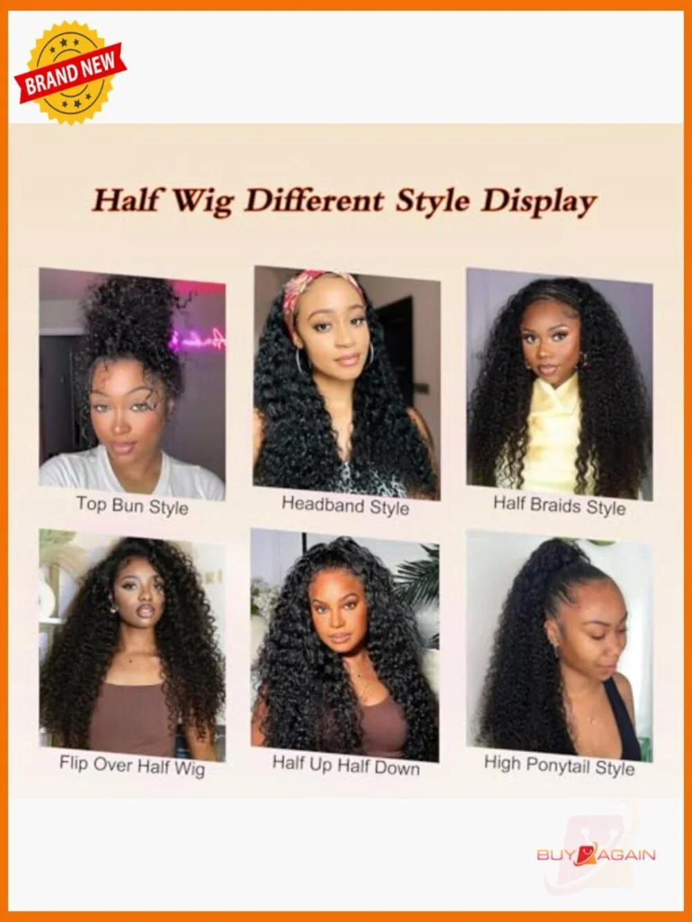Deep Wave Half Wig Human Hair 20 Inch 180 Density Drawstring Glueless Wear Go